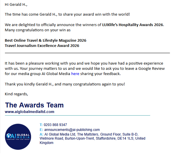 Awards Auszeichnung 2026 ReiseTravel.eu  